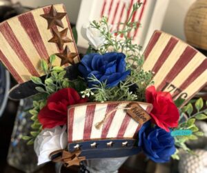 DIY Patriotic Floral Arrangement: Uncle Sam Wood Cutout