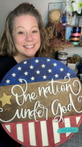 DIY One Nation Under God Sign: Wood Door Round